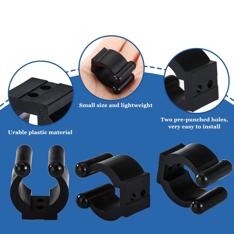 Mayitr 20 Pcs Fishing Pole Rod Holder Clips Rubber Black - Image 3